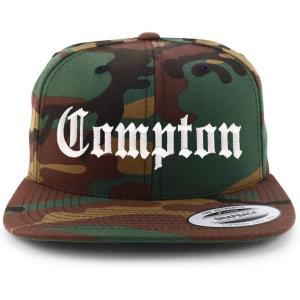 imageTrendy Apparel Shop Compton City Old English Embroidered Flatbill Snapback Baseball CapCamo