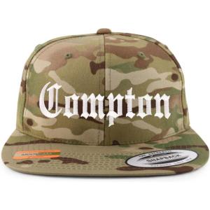 imageTrendy Apparel Shop Compton City Old English Embroidered Flatbill Snapback Baseball CapMulticam