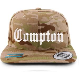 imageTrendy Apparel Shop Compton City Old English Embroidered Flatbill Snapback Baseball CapMulticam Desert