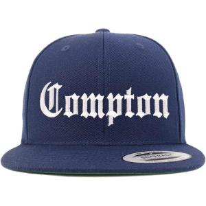imageTrendy Apparel Shop Compton City Old English Embroidered Flatbill Snapback Baseball CapNavy
