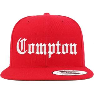 imageTrendy Apparel Shop Compton City Old English Embroidered Flatbill Snapback Baseball CapRed