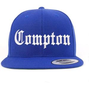 imageTrendy Apparel Shop Compton City Old English Embroidered Flatbill Snapback Baseball CapRoyal