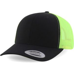 imageTrendy Apparel Shop Oversize XXL Structured Blank 6 Panel Retro Trucker Mesh CapBlack Neon Green