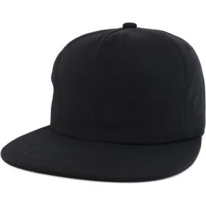 imageTrendy Apparel Shop Plain Unstructured 5 Panel Flat Bill Snapback Baseball CapBlack