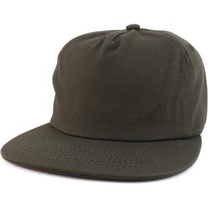 imageTrendy Apparel Shop Plain Unstructured 5 Panel Flat Bill Snapback Baseball CapOlive