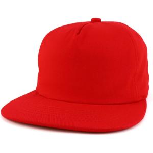 imageTrendy Apparel Shop Plain Unstructured 5 Panel Flat Bill Snapback Baseball CapRed