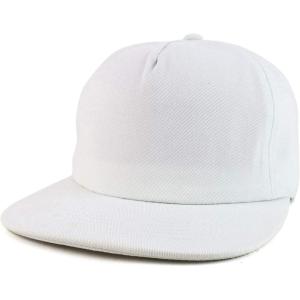 imageTrendy Apparel Shop Plain Unstructured 5 Panel Flat Bill Snapback Baseball CapWhite