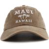 imageTrendy Apparel Shop Maui Hawaii with Palm Tree Embroidered Unstructured Baseball CapDark Beige