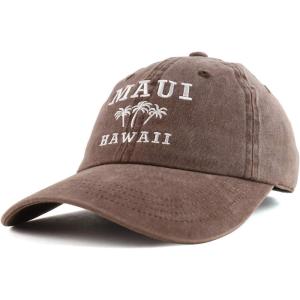 imageTrendy Apparel Shop Maui Hawaii with Palm Tree Embroidered Unstructured Baseball CapBrown