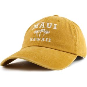 imageTrendy Apparel Shop Maui Hawaii with Palm Tree Embroidered Unstructured Baseball CapGold