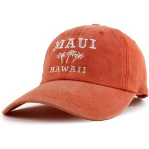 imageTrendy Apparel Shop Maui Hawaii with Palm Tree Embroidered Unstructured Baseball CapOrange