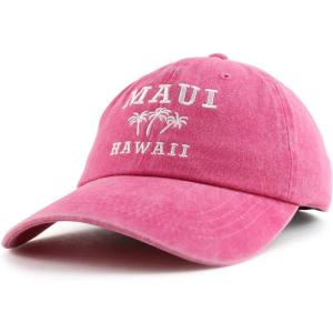 imageTrendy Apparel Shop Maui Hawaii with Palm Tree Embroidered Unstructured Baseball CapPink