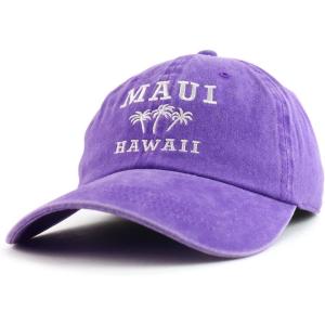 imageTrendy Apparel Shop Maui Hawaii with Palm Tree Embroidered Unstructured Baseball CapPurple