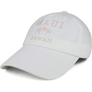 imageTrendy Apparel Shop Maui Hawaii with Palm Tree Embroidered Unstructured Baseball CapWhite