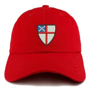 imageTrendy Apparel Shop Episcopal Shield Solid Adjustable Unstructured Dad HatRed