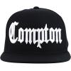 imageTrendy Apparel Shop 3D Compton Old English Font Embroidered Flat Bill Snapback CapBlack Black White