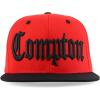 imageTrendy Apparel Shop 3D Compton Old English Font Embroidered Flat Bill Snapback CapRed Black