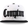 imageTrendy Apparel Shop 3D Compton Old English Font Embroidered Flat Bill Snapback CapWhite Black