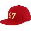 imageTrendy Apparel Shop Youth Size Number 67 Gold Thread Embroidered 6 Panel Cotton Snapback CapRed