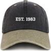 imageTrendy Apparel Shop EST 1985 Embroidered  40th Birthday Gift Pigment Dyed Washed CapBlack Khaki