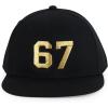 imageTrendy Apparel Shop Youth Size Number 67 Gold Thread Embroidered 6 Panel Cotton Snapback CapBlack