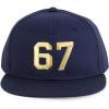 imageTrendy Apparel Shop Youth Size Number 67 Gold Thread Embroidered 6 Panel Cotton Snapback CapNavy