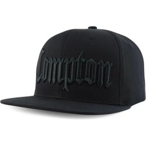 imageTrendy Apparel Shop 3D Compton Old English Font Embroidered Flat Bill Snapback CapBlack Black