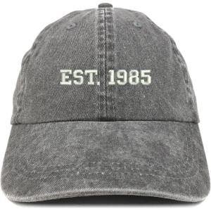 imageTrendy Apparel Shop EST 1985 Embroidered  40th Birthday Gift Pigment Dyed Washed CapBlack