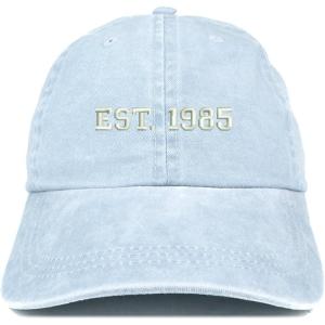 imageTrendy Apparel Shop EST 1985 Embroidered  40th Birthday Gift Pigment Dyed Washed CapLight Blue