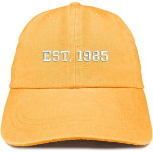 imageTrendy Apparel Shop EST 1985 Embroidered  40th Birthday Gift Pigment Dyed Washed CapMango