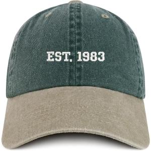 imageTrendy Apparel Shop EST 1985 Embroidered  40th Birthday Gift Pigment Dyed Washed CapSpruce Khaki