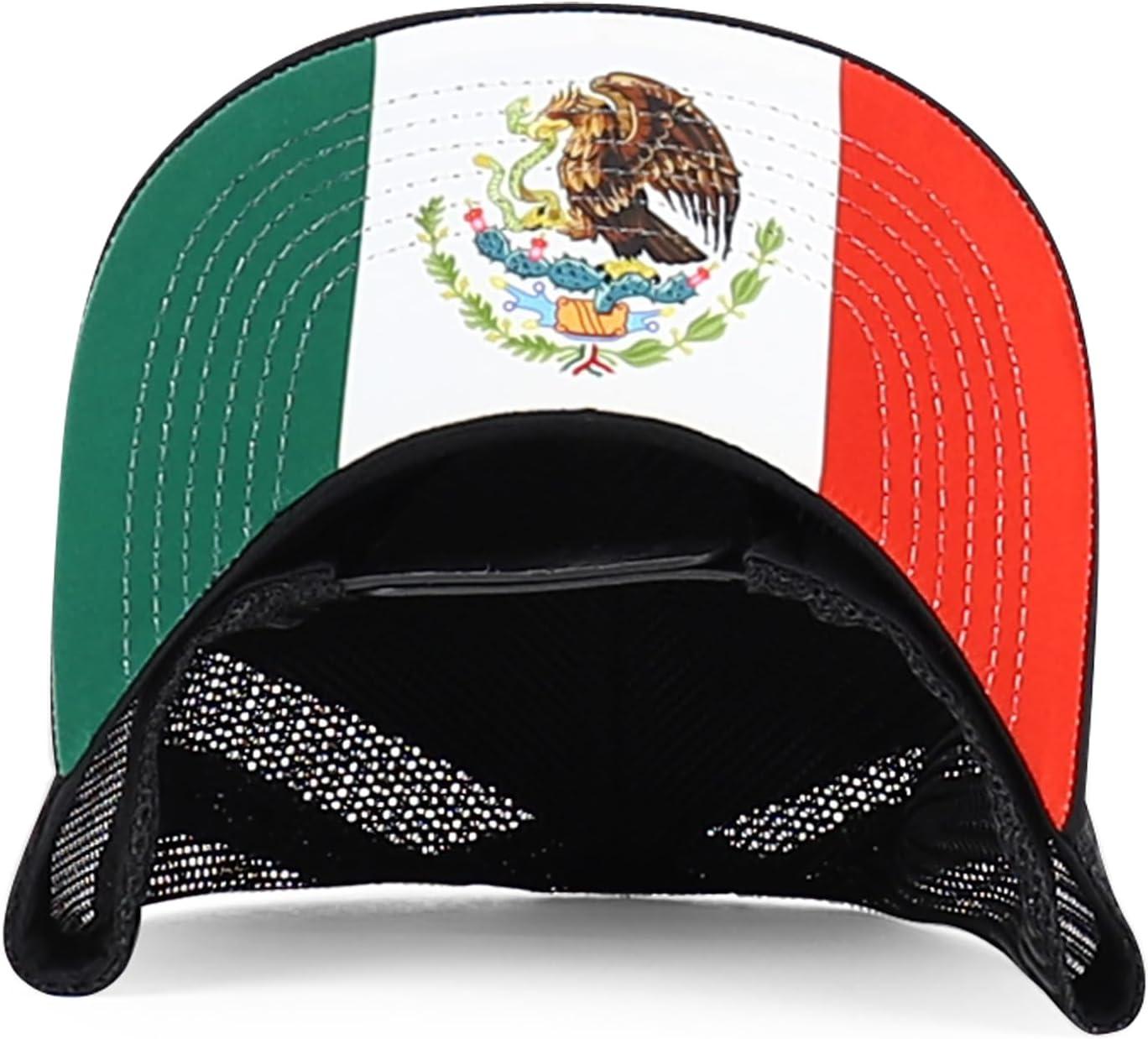 imageTrendy Apparel Shop 5 Panel Structured Trucker Cap with Mexico Flag Design UndervisorBlack Black
