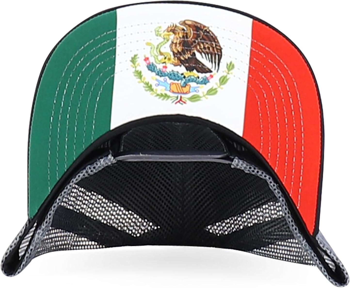 imageTrendy Apparel Shop 5 Panel Structured Trucker Cap with Mexico Flag Design UndervisorBlack Charcoal