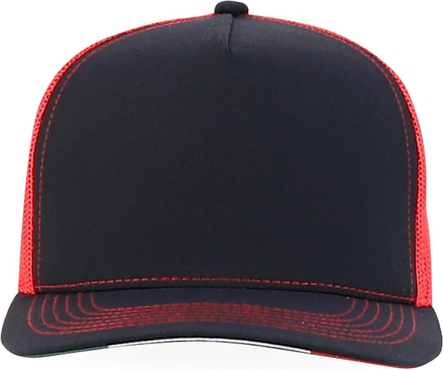 imageTrendy Apparel Shop 5 Panel Structured Trucker Cap with Mexico Flag Design UndervisorBlack Red