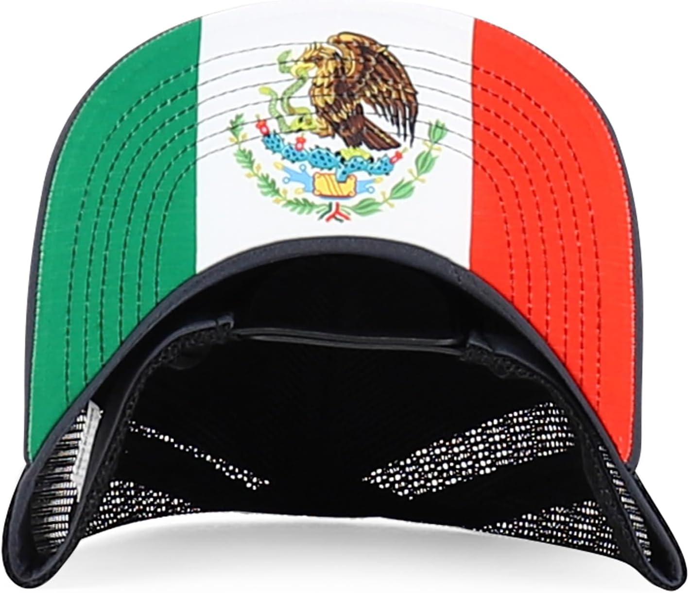 imageTrendy Apparel Shop 5 Panel Structured Trucker Cap with Mexico Flag Design UndervisorCharcoal Black