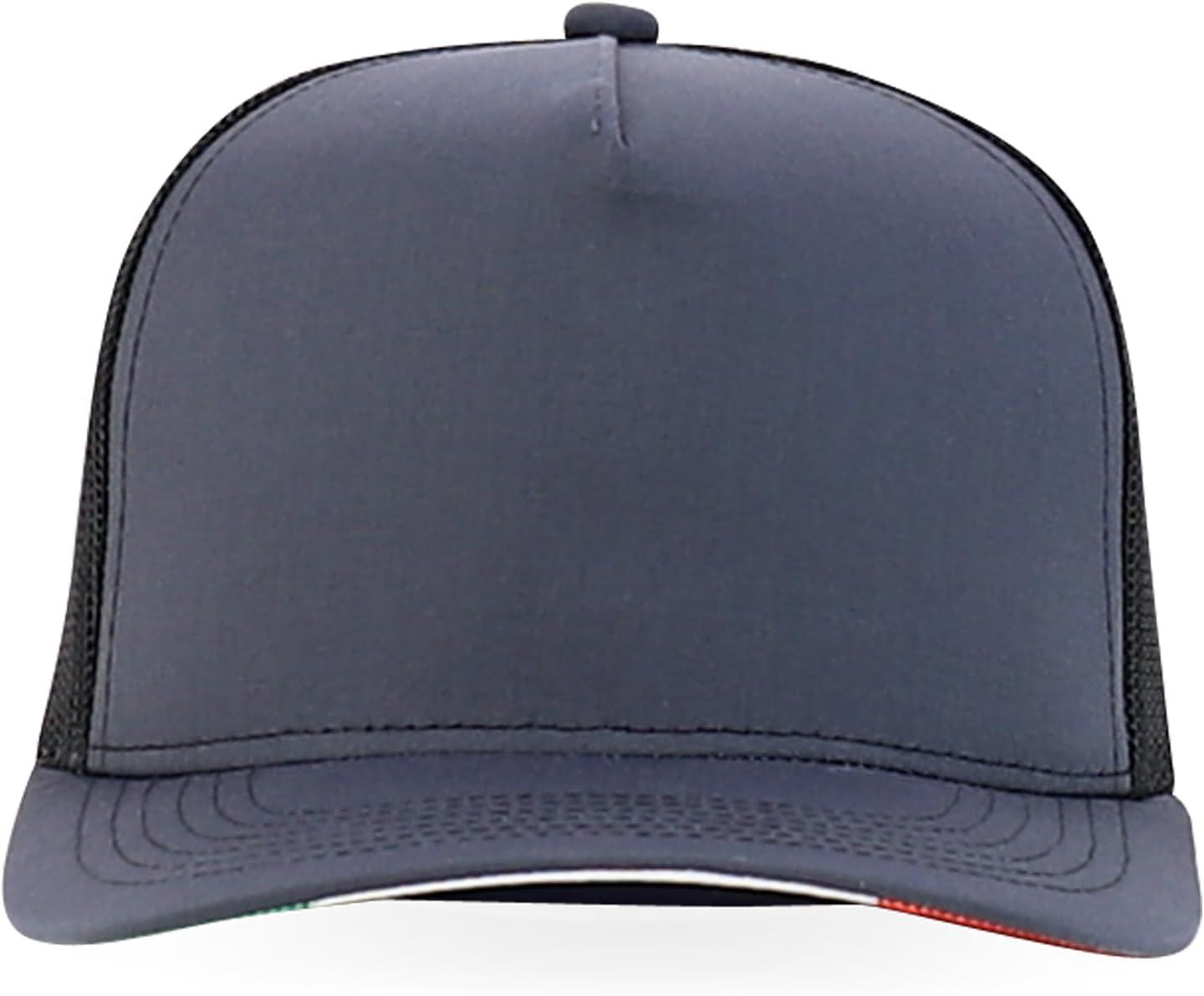imageTrendy Apparel Shop 5 Panel Structured Trucker Cap with Mexico Flag Design UndervisorCharcoal Black