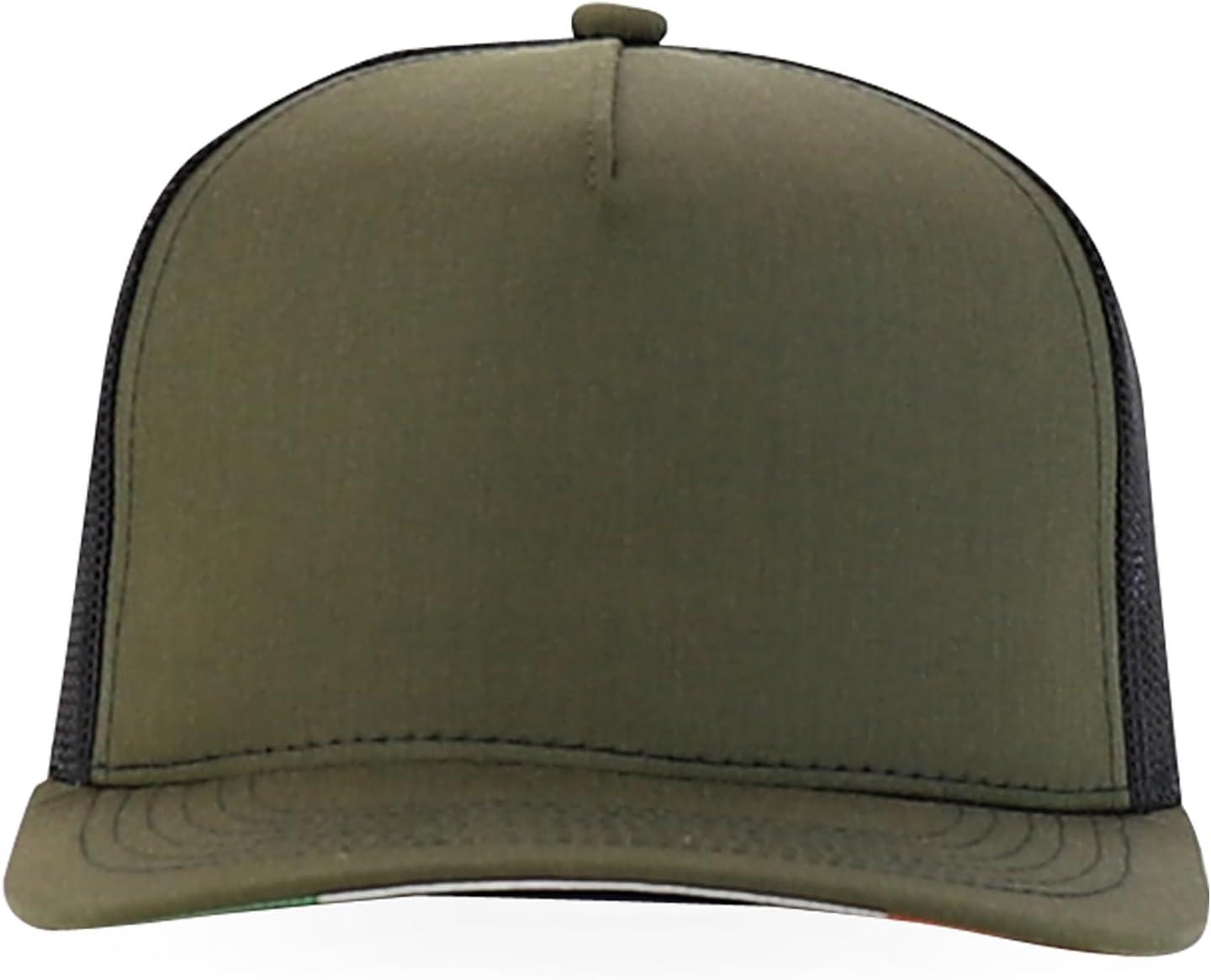 imageTrendy Apparel Shop 5 Panel Structured Trucker Cap with Mexico Flag Design UndervisorOlive Black