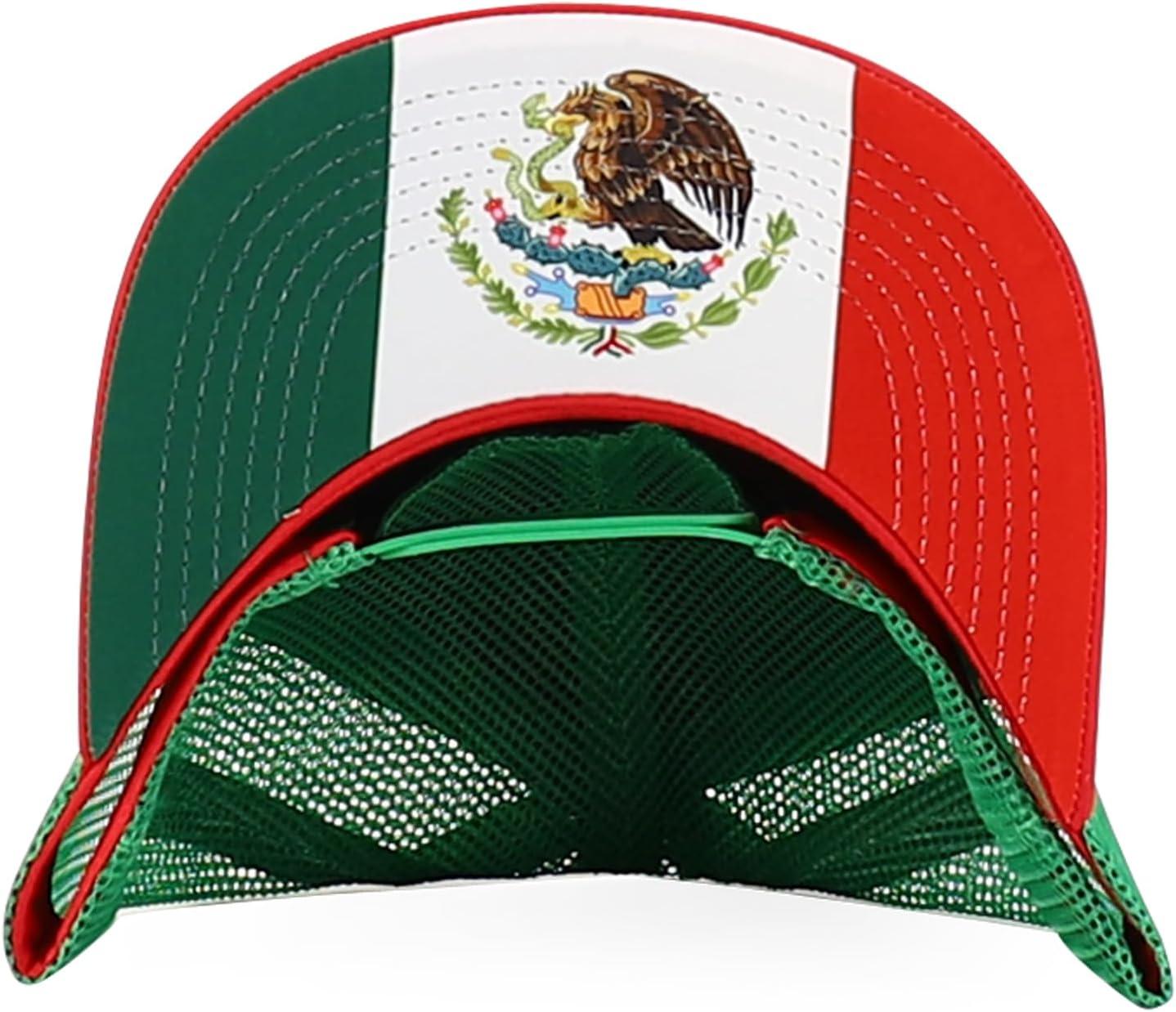 imageTrendy Apparel Shop 5 Panel Structured Trucker Cap with Mexico Flag Design UndervisorRed Kelly Green