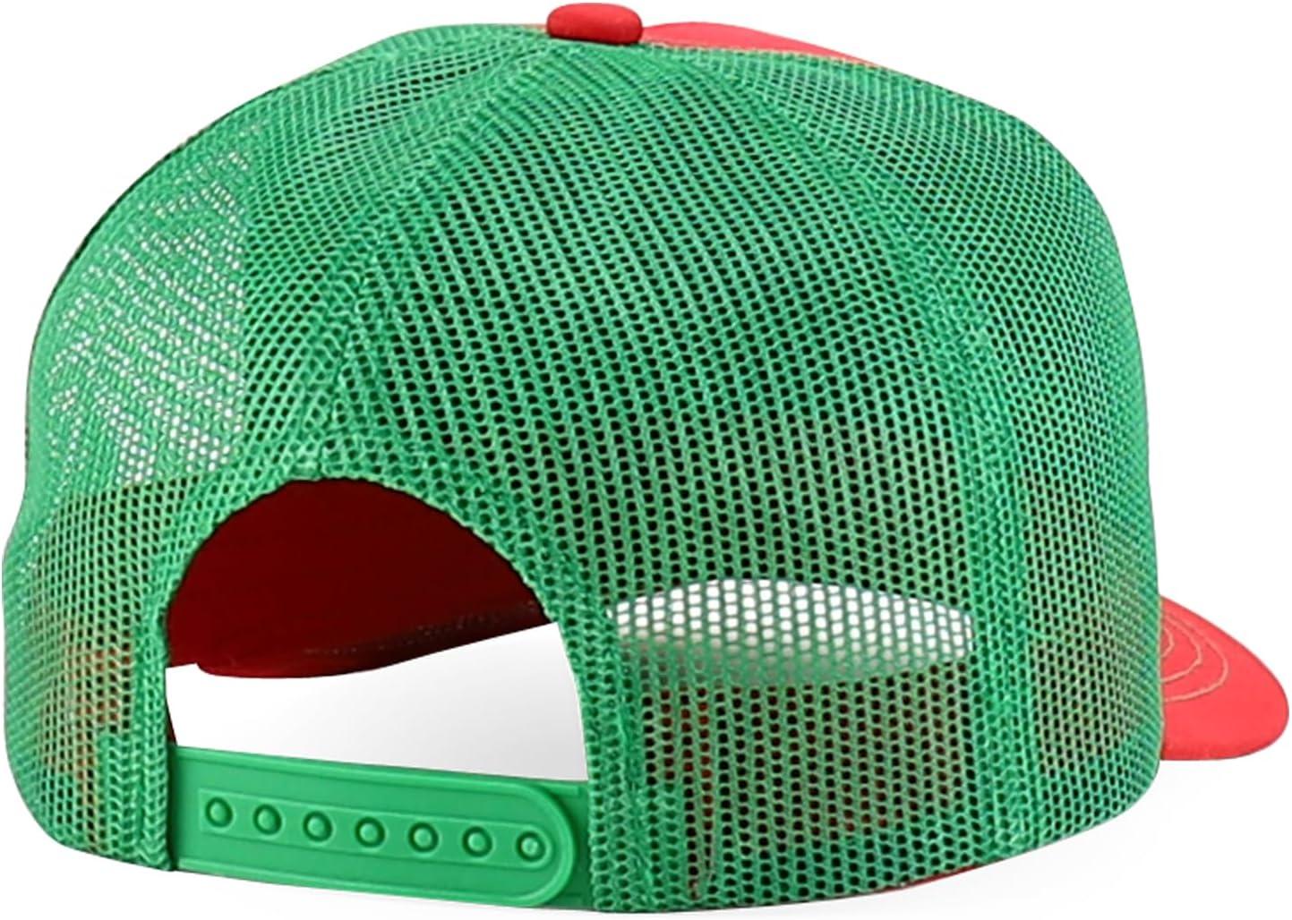 imageTrendy Apparel Shop 5 Panel Structured Trucker Cap with Mexico Flag Design UndervisorRed Kelly Green