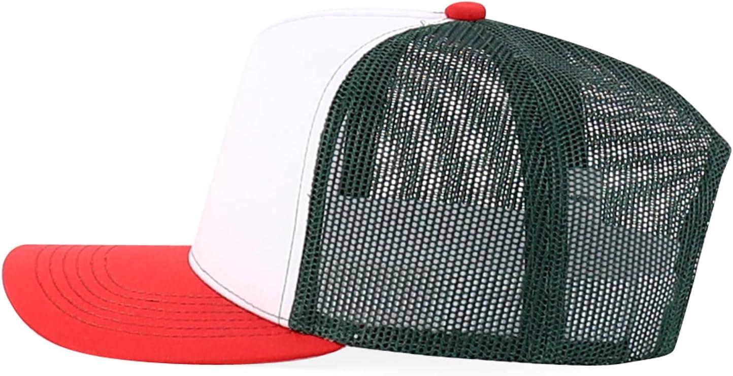 imageTrendy Apparel Shop 5 Panel Structured Trucker Cap with Mexico Flag Design UndervisorWhite Dark Green