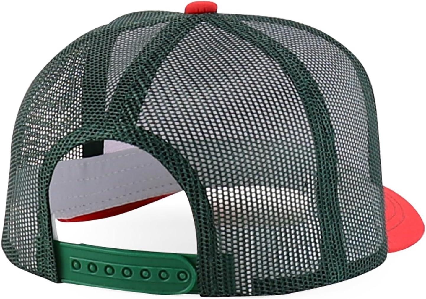 imageTrendy Apparel Shop 5 Panel Structured Trucker Cap with Mexico Flag Design UndervisorWhite Dark Green