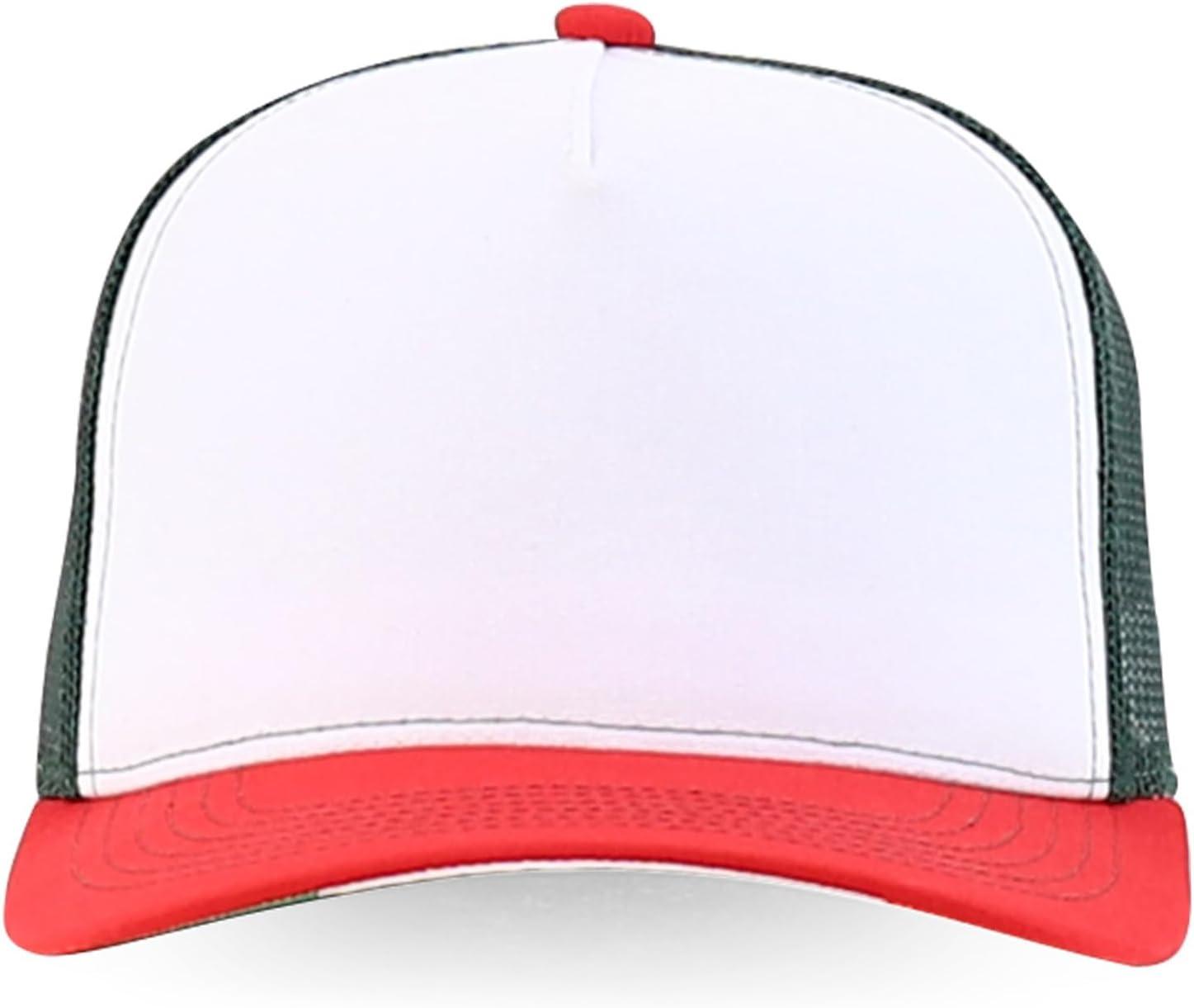 imageTrendy Apparel Shop 5 Panel Structured Trucker Cap with Mexico Flag Design UndervisorWhite Dark Green