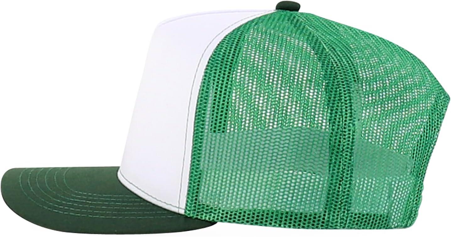 imageTrendy Apparel Shop 5 Panel Structured Trucker Cap with Mexico Flag Design UndervisorWhite Kelly Green
