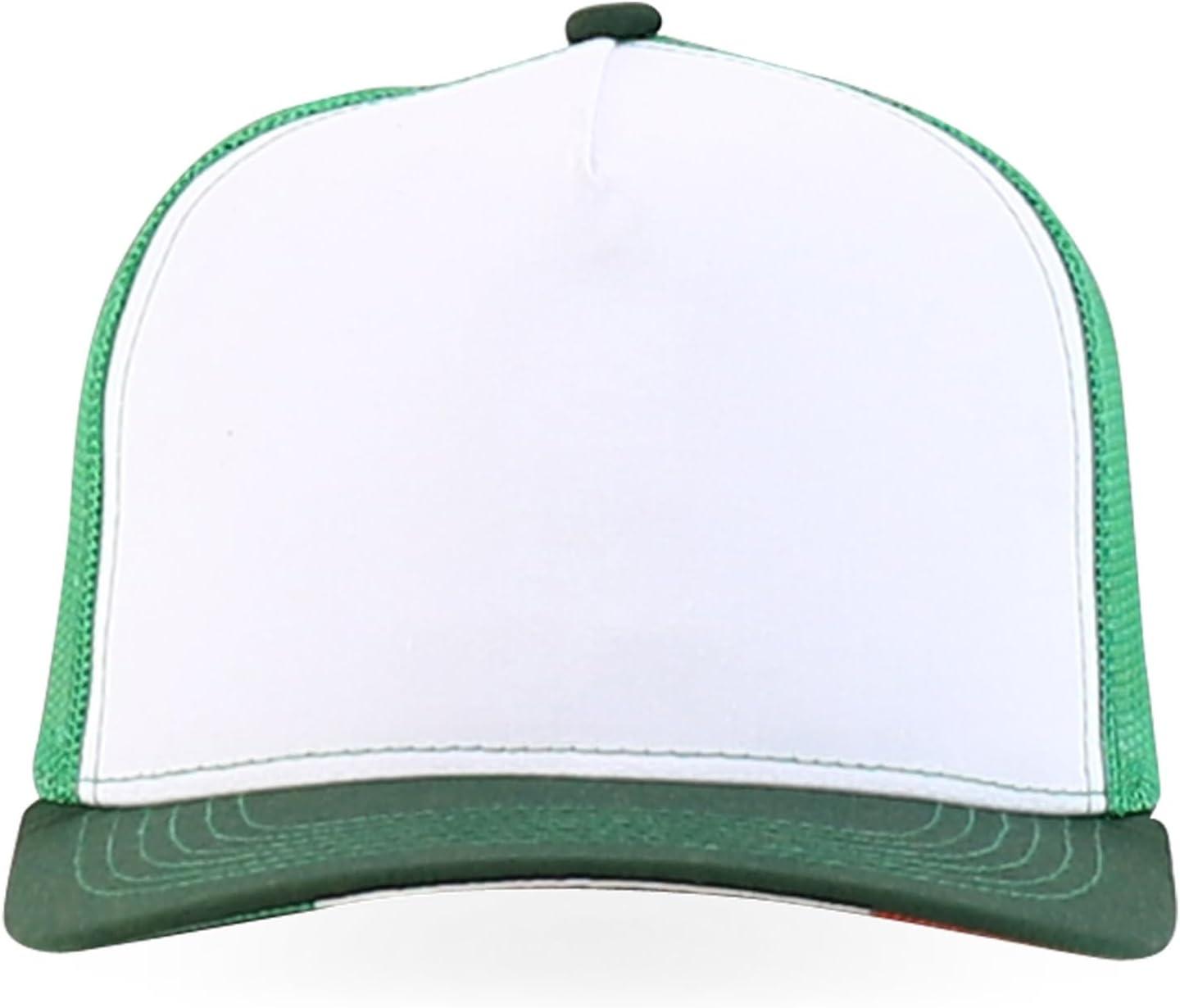 imageTrendy Apparel Shop 5 Panel Structured Trucker Cap with Mexico Flag Design UndervisorWhite Kelly Green