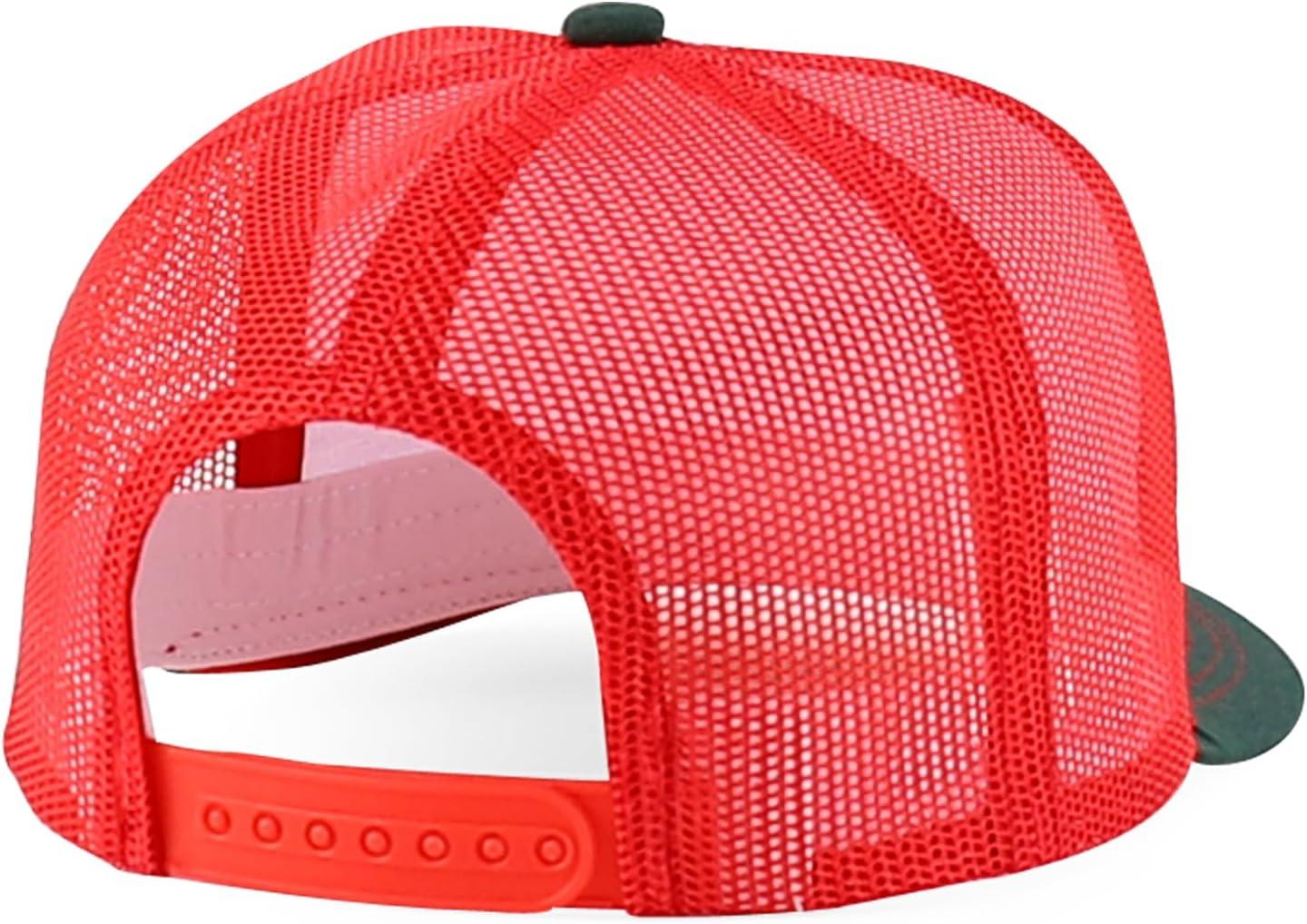 imageTrendy Apparel Shop 5 Panel Structured Trucker Cap with Mexico Flag Design UndervisorWhite Red