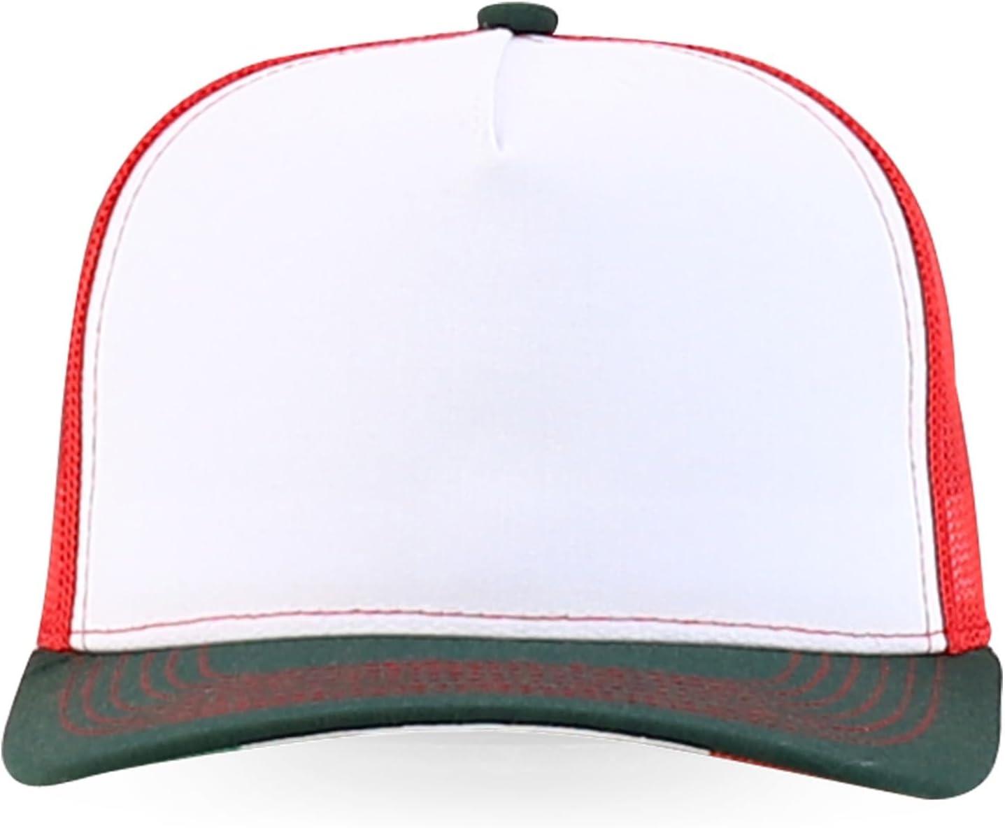 imageTrendy Apparel Shop 5 Panel Structured Trucker Cap with Mexico Flag Design UndervisorWhite Red