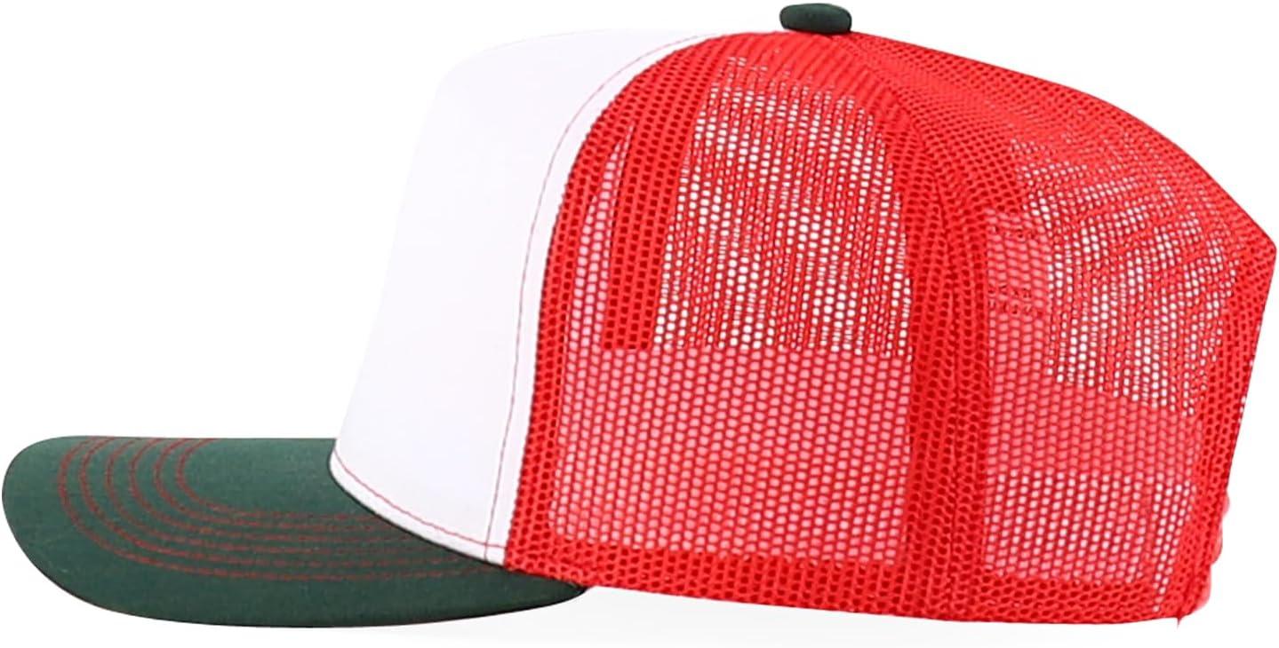 imageTrendy Apparel Shop 5 Panel Structured Trucker Cap with Mexico Flag Design UndervisorWhite Red
