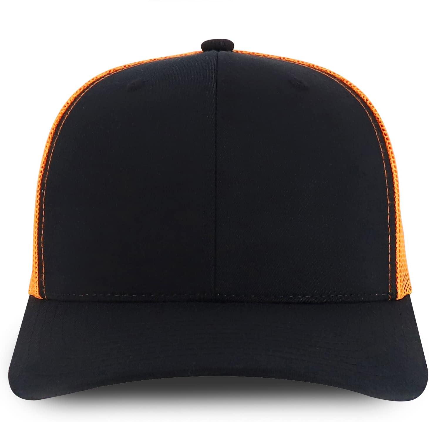 imageTrendy Apparel Shop Premium Structured 6 Panel Mesh Back Trucker CapBlack Orange