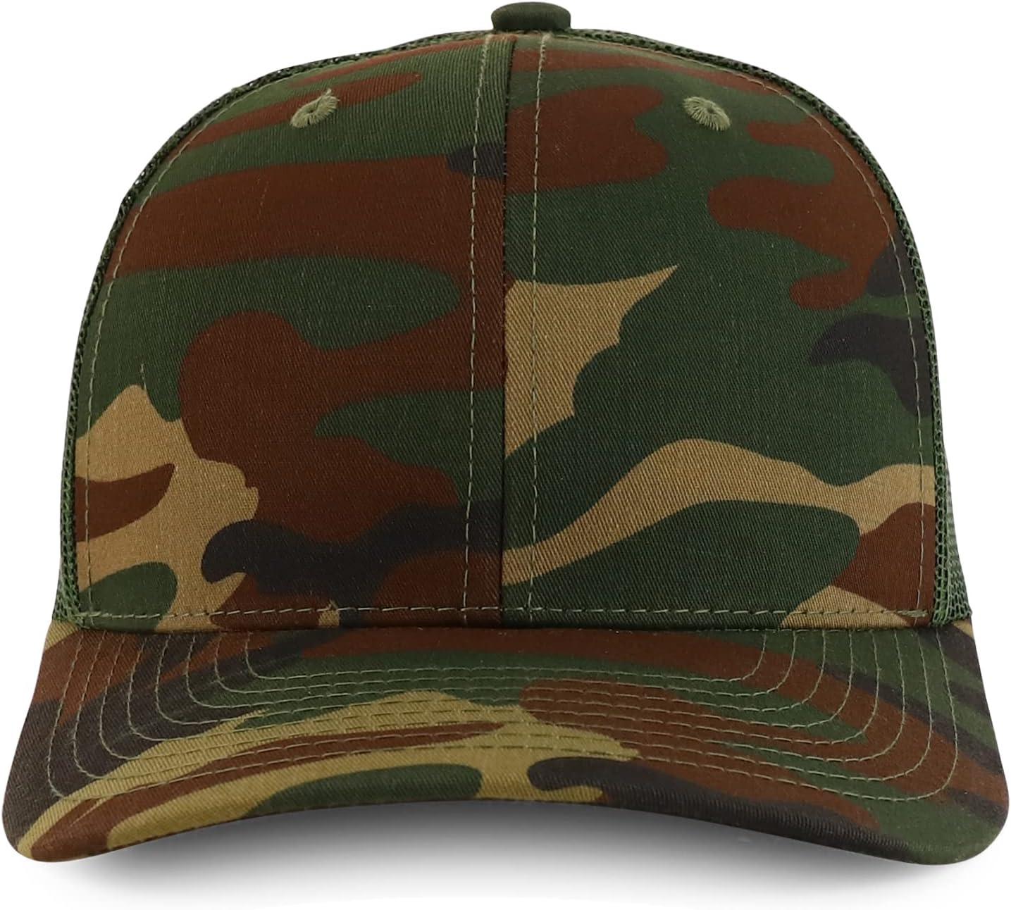 imageTrendy Apparel Shop Premium Structured 6 Panel Mesh Back Trucker CapCamo Olive