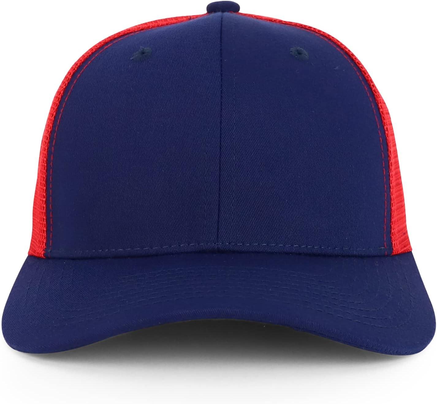 imageTrendy Apparel Shop Premium Structured 6 Panel Mesh Back Trucker CapNavy Red